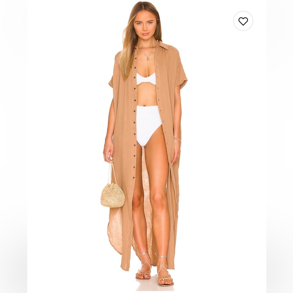 acacia swimwear Tan Button-Front Maxi Cover-Up